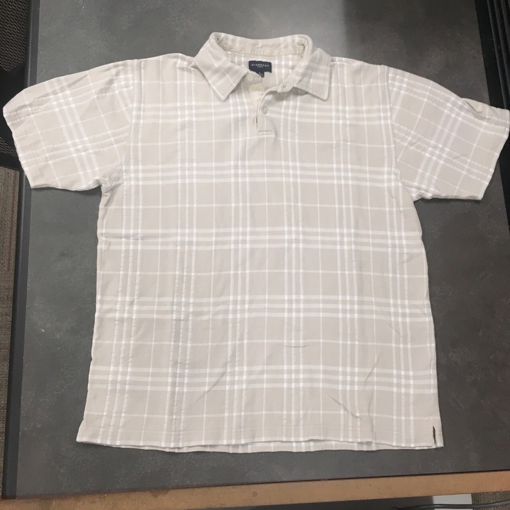 Burberry Gold White Nova Check Short sleeve polo L